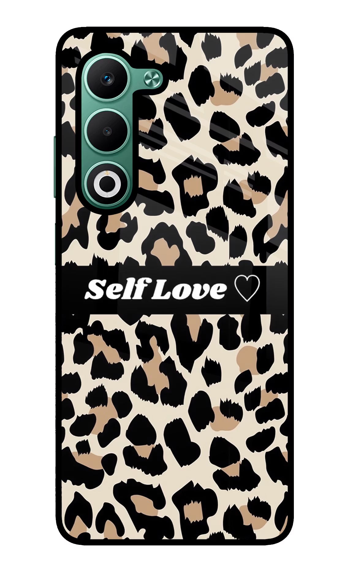 Leopard Print Self Love Oppo A5 5G Glass Case Back Cover by Casekaro