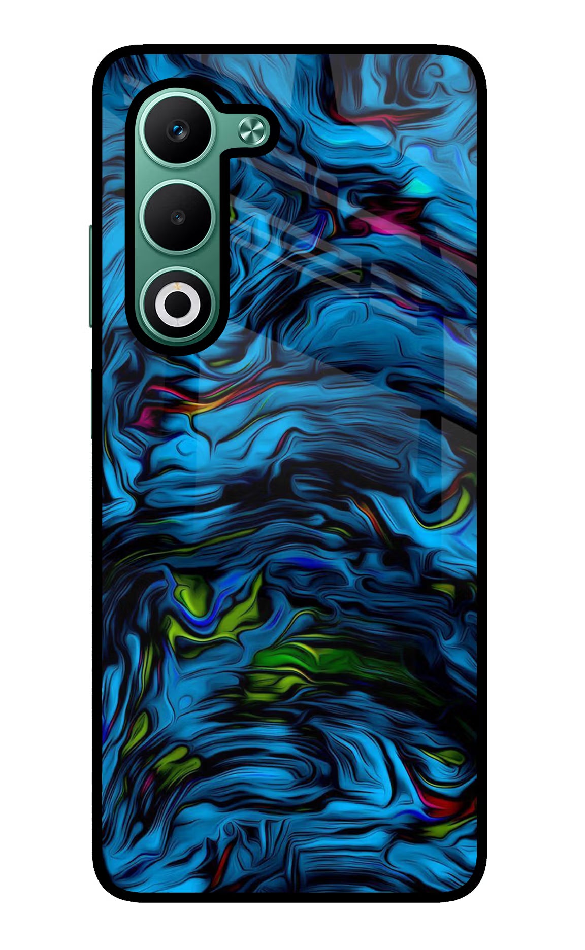 Dark Blue Abstract Oppo A5 5G Glass Case Back Cover by Casekaro