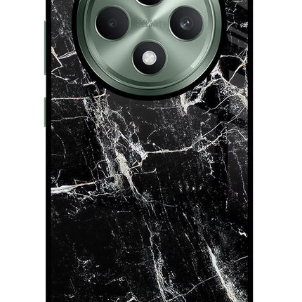 Black Marble Texture Oppo F27 5G Glass Case Back Cover by Casekaro