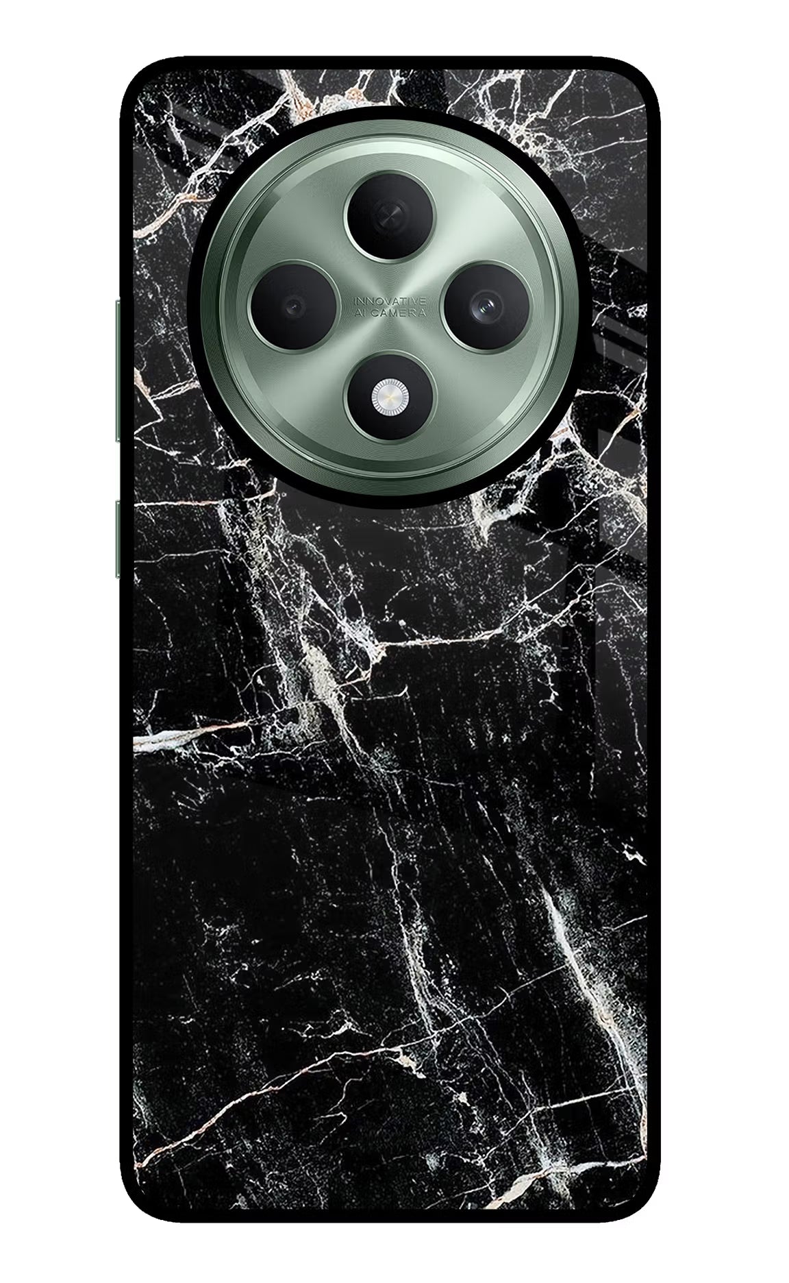 Black Marble Texture Oppo F27 5G Glass Case Back Cover by Casekaro