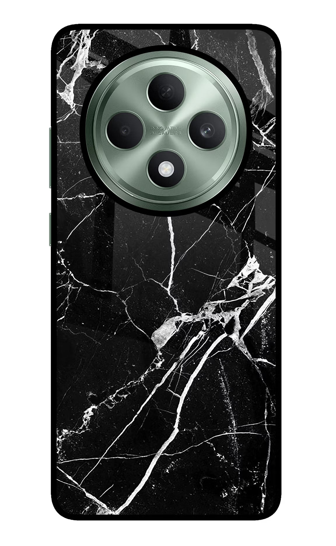 Black Marble Pattern Oppo F27 5G Glass Case Back Cover by Casekaro