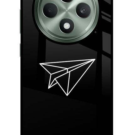 Paper Plane White Oppo F27 5G Glass Case Back Cover by Casekaro