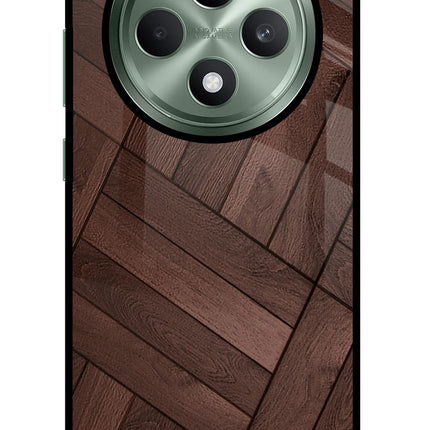 Wooden Texture Design Oppo F27 5G Glass Case Back Cover by Casekaro