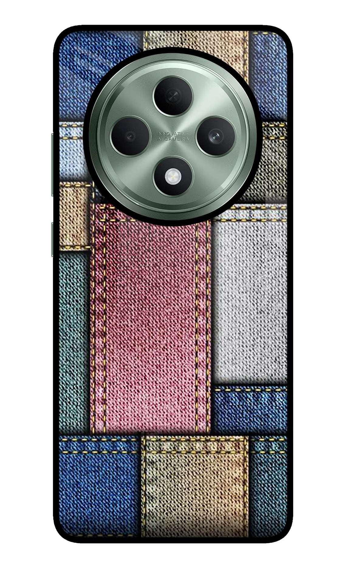 Multicolor Jeans Oppo F27 5G Glass Case Back Cover by Casekaro