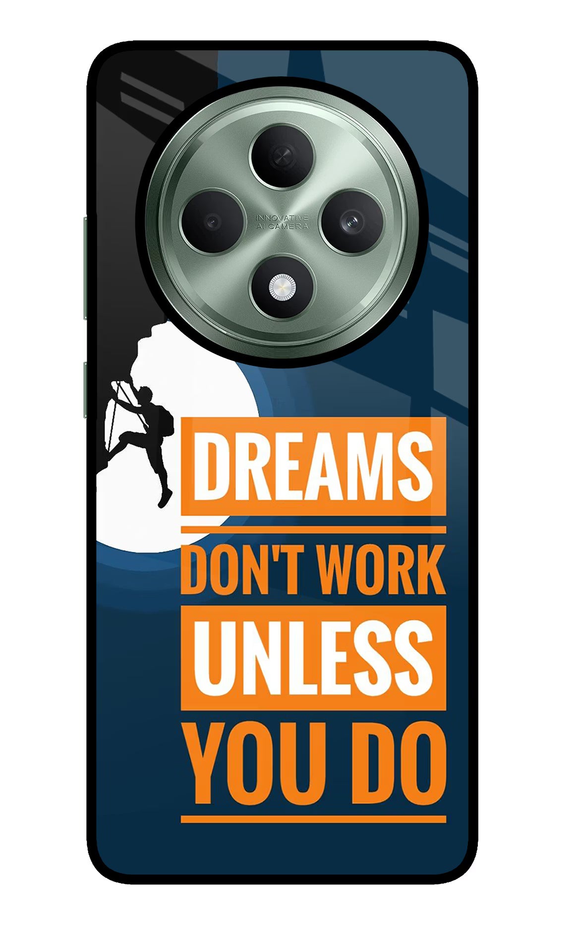 Dreams Don’T Work Unless You Do Oppo F27 5G Glass Case Back Cover by Casekaro
