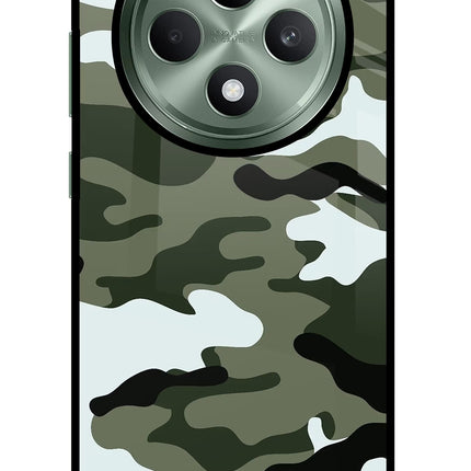 Camouflage Oppo F27 5G Glass Case Back Cover by Casekaro