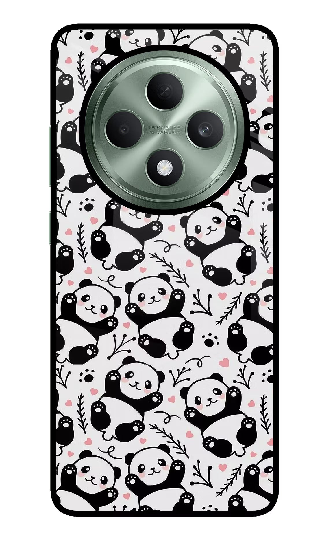Cute Panda Oppo F27 5G Glass Case Back Cover by Casekaro