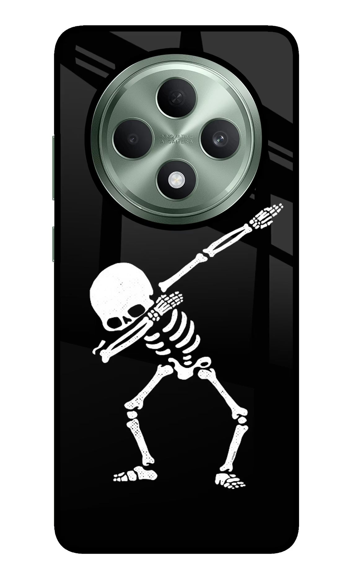 Dabbing Skeleton Art Oppo F27 5G Glass Case Back Cover by Casekaro