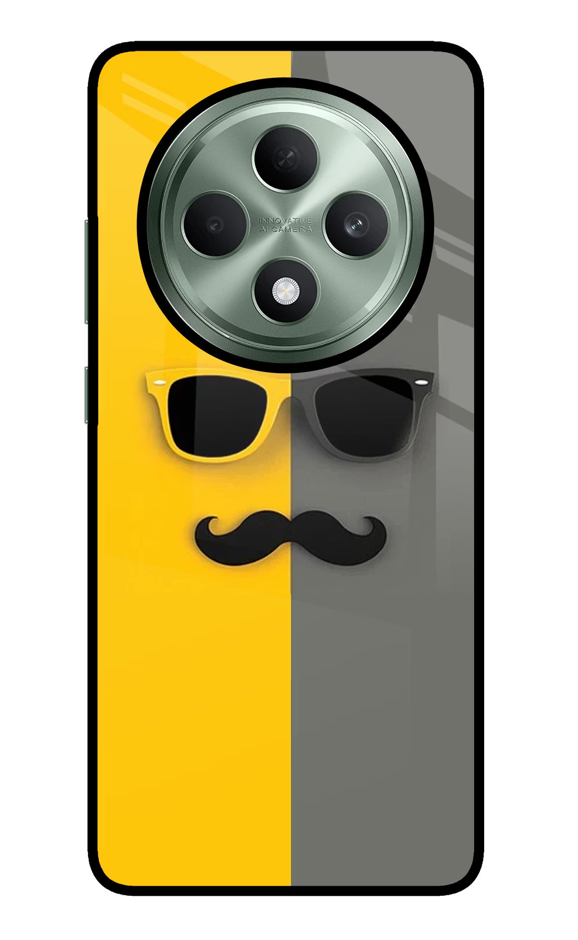 Sunglasses with Mustache Oppo F27 5G Glass Case Back Cover by Casekaro