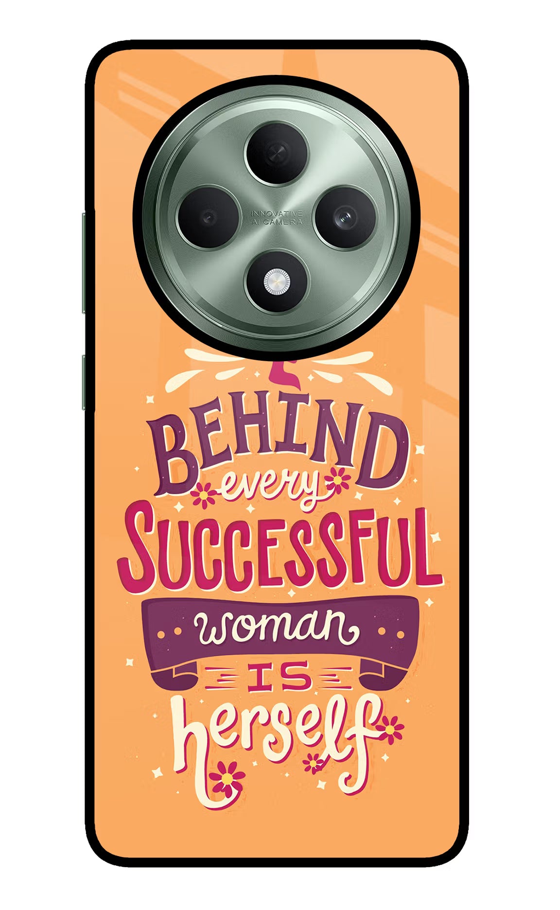Behind Every Successful Woman There Is Herself Oppo F27 5G Glass Case Back Cover by Casekaro