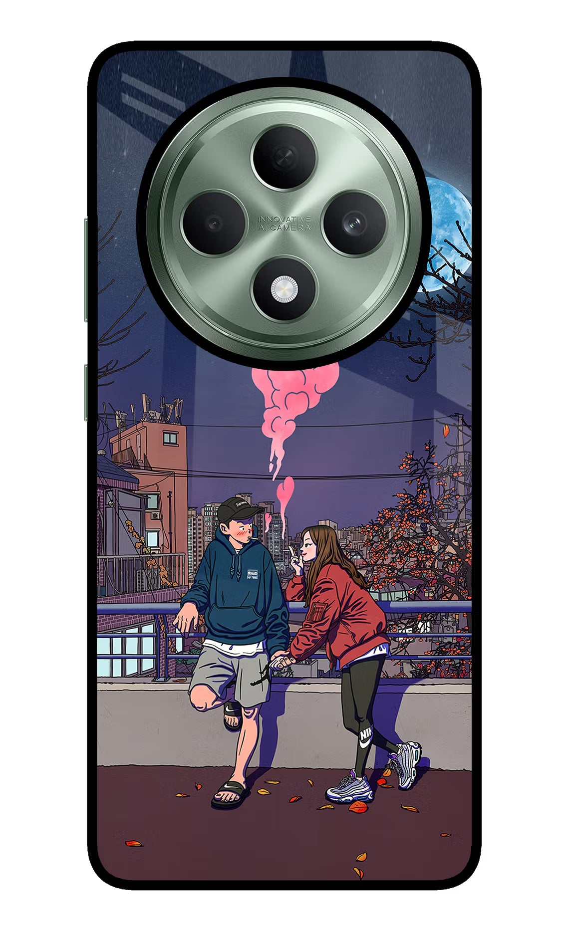 Chilling Couple Oppo F27 5G Glass Case Back Cover by Casekaro