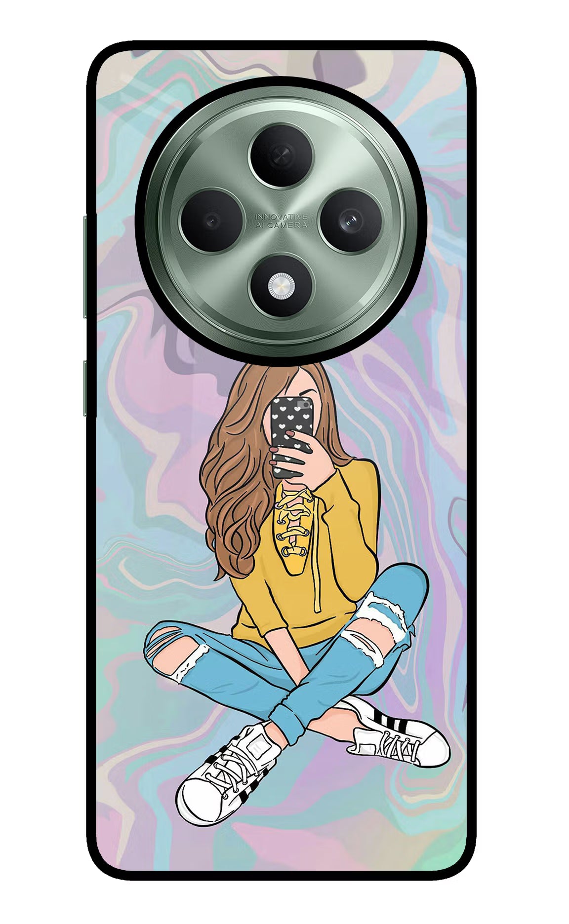 Selfie Girl Oppo F27 5G Glass Case Back Cover by Casekaro