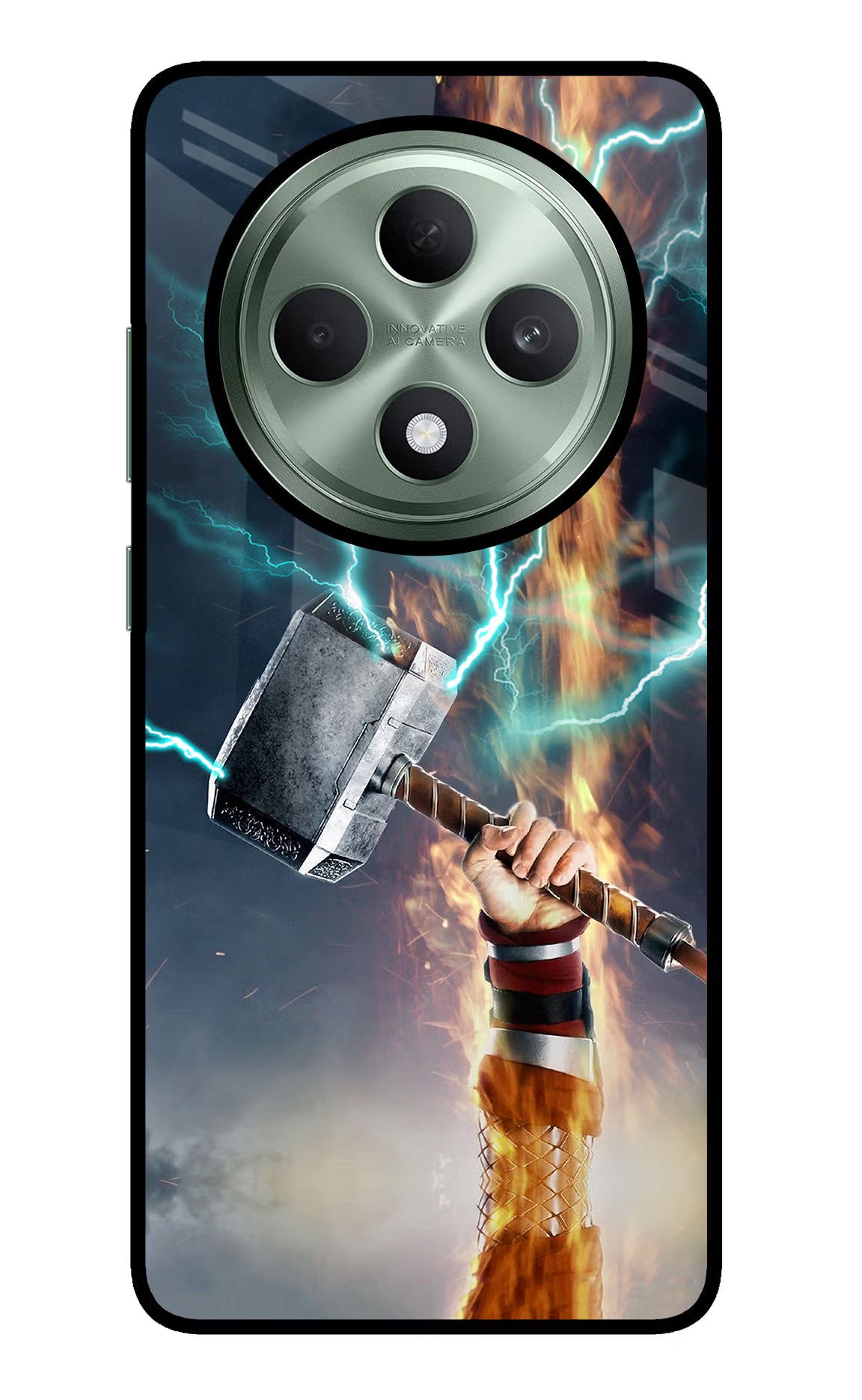 Thor Hammer Mjolnir Oppo F27 5G Glass Case Back Cover by Casekaro