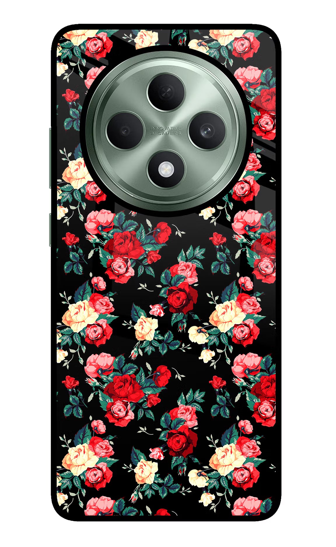 Rose Pattern Oppo F27 5G Glass Case Back Cover by Casekaro