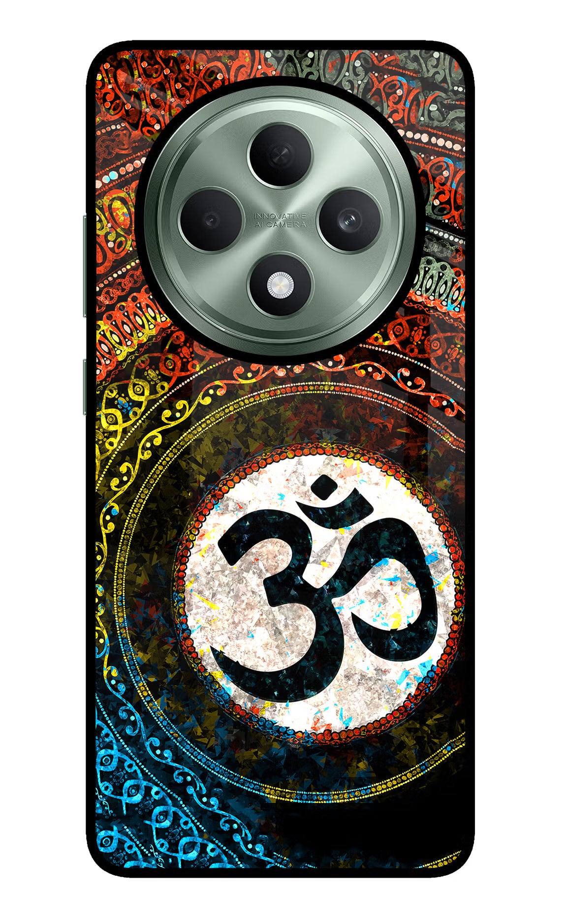 Om Cultural Oppo F27 5G Glass Case Back Cover by Casekaro