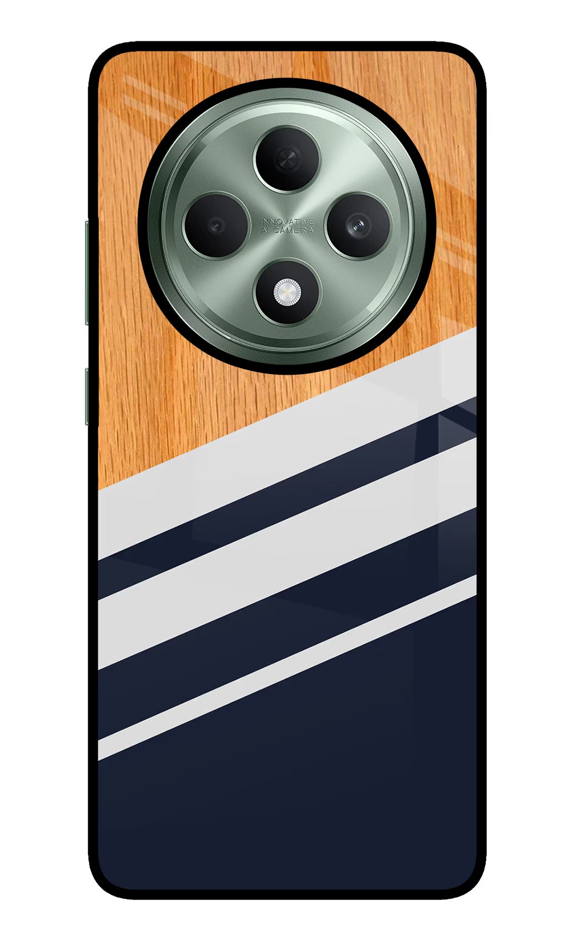 Blue and white wooden Oppo F27 5G Glass Case Back Cover by Casekaro