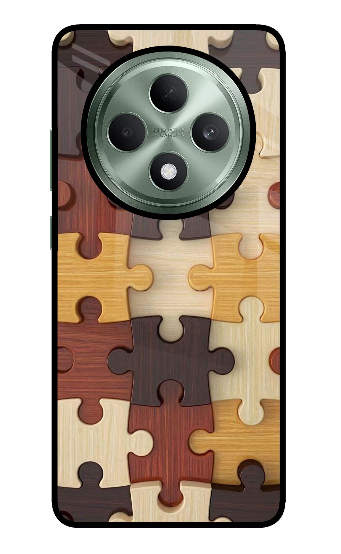 Wooden Puzzle Oppo F27 5G Glass Case Back Cover by Casekaro