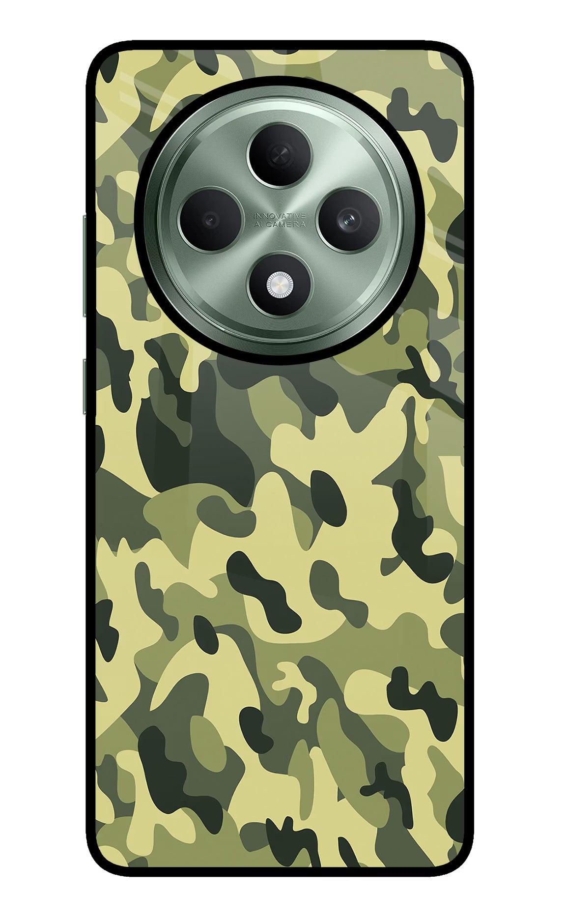 Camouflage Oppo F27 5G Glass Case Back Cover by Casekaro