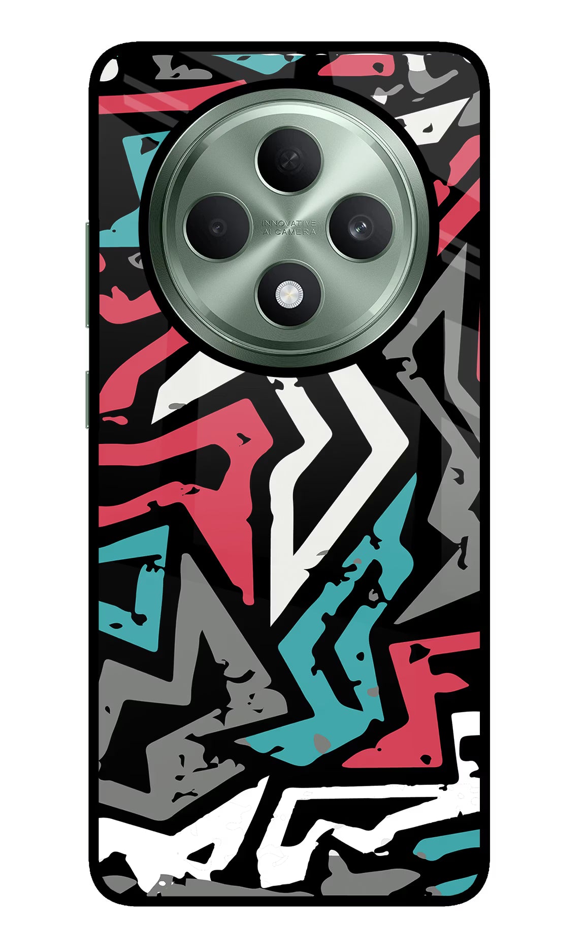 Geometric Graffiti Oppo F27 5G Glass Case Back Cover by Casekaro