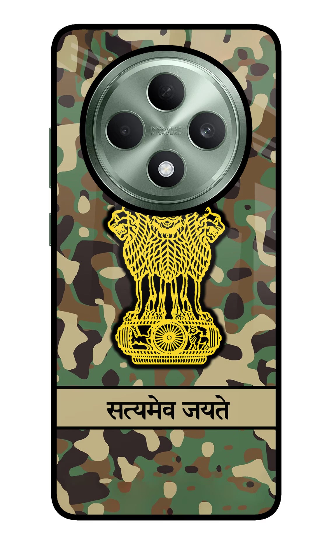 Satyamev Jayate Army Oppo F27 5G Glass Case Back Cover by Casekaro