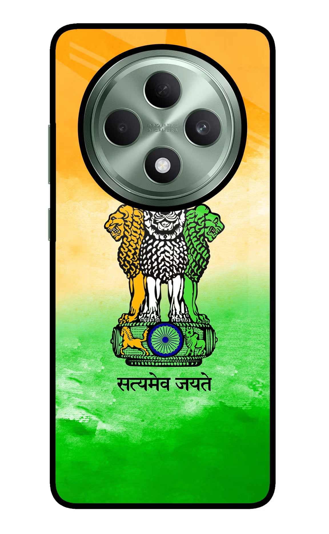 Satyamev Jayate Flag Oppo F27 5G Glass Case Back Cover by Casekaro