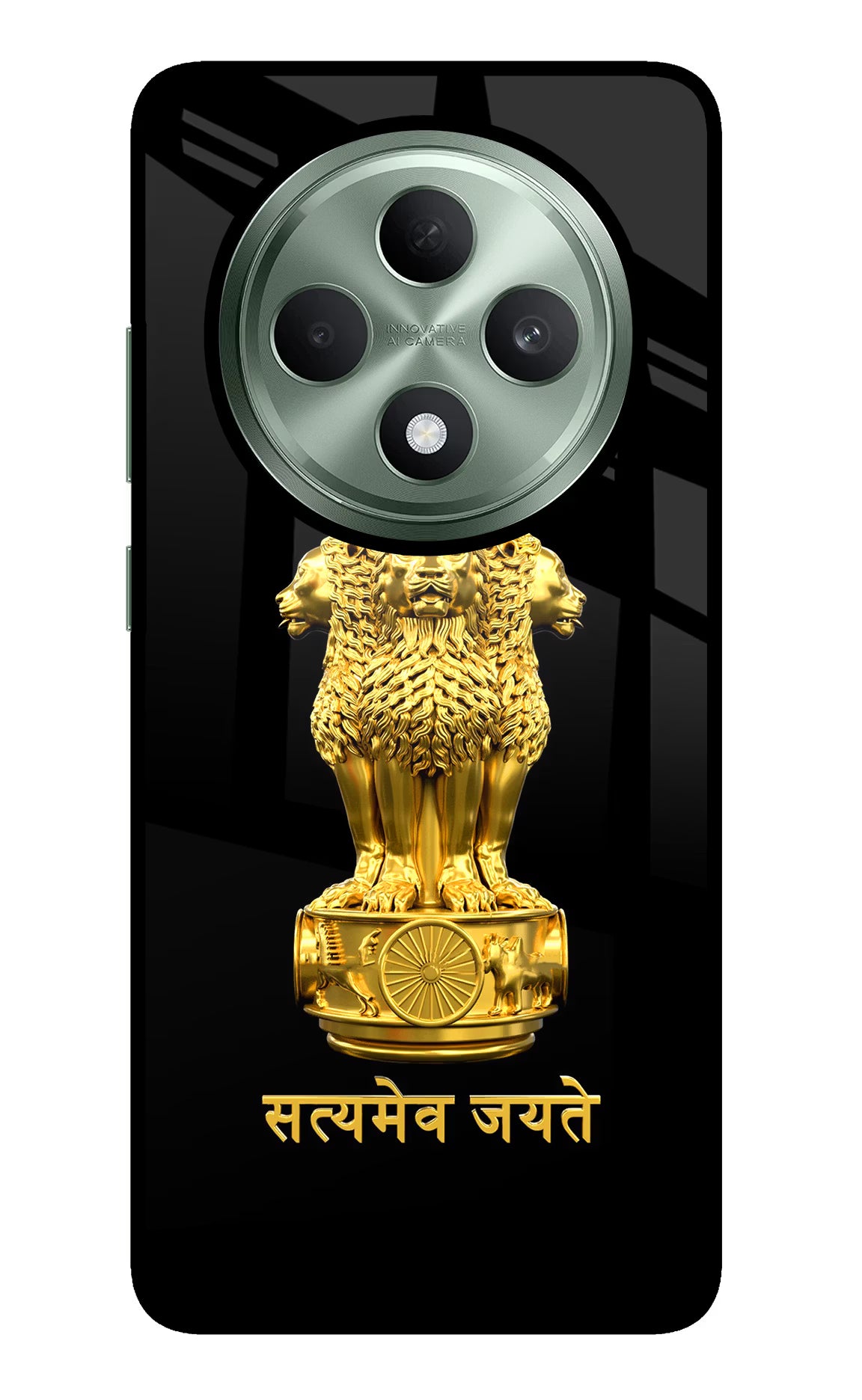 Satyamev Jayate Golden Oppo F27 5G Glass Case Back Cover by Casekaro