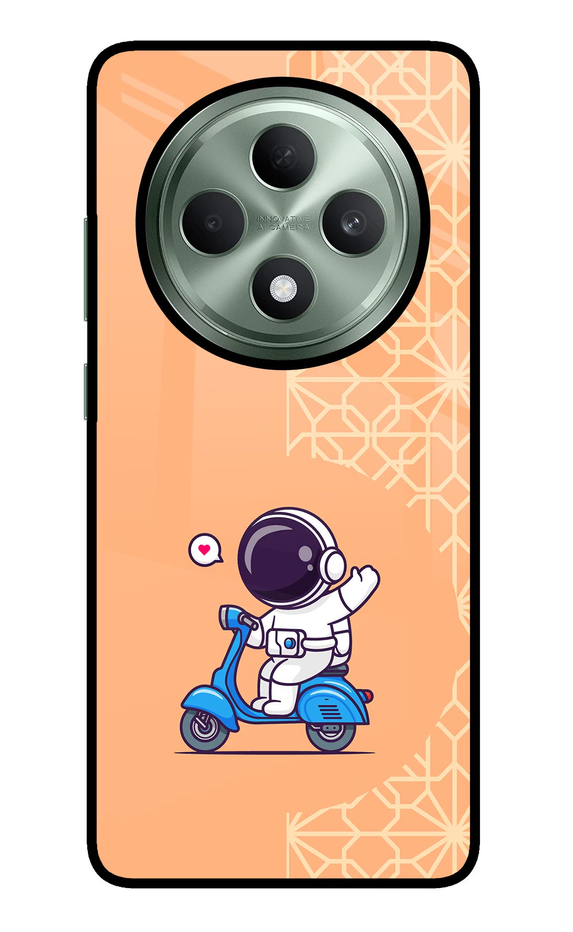 Cute Astronaut Riding Oppo F27 5G Glass Case Back Cover by Casekaro