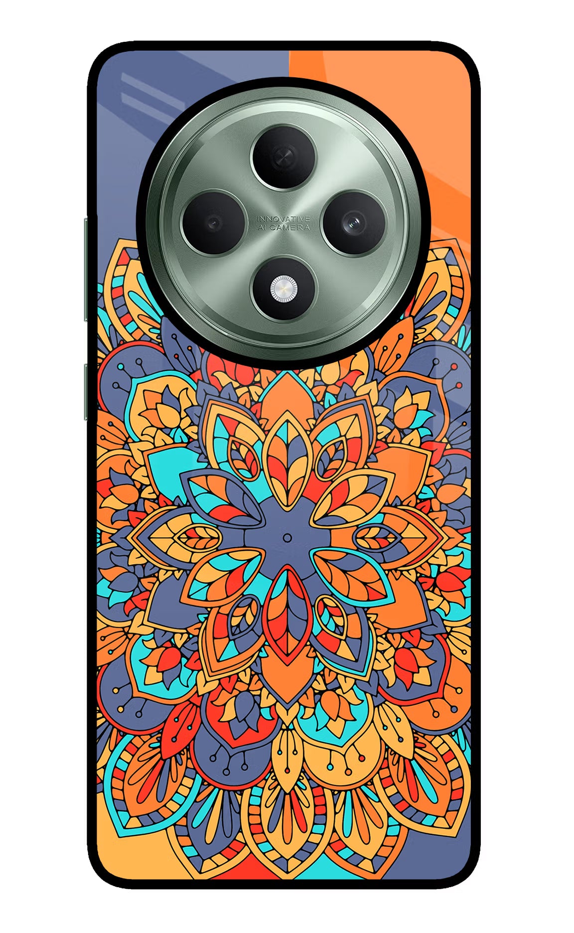 Color Mandala Oppo F27 5G Glass Case Back Cover by Casekaro