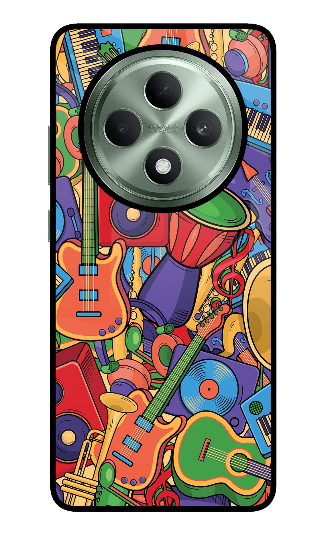 Music Instrument Doodle Oppo F27 5G Glass Case Back Cover by Casekaro