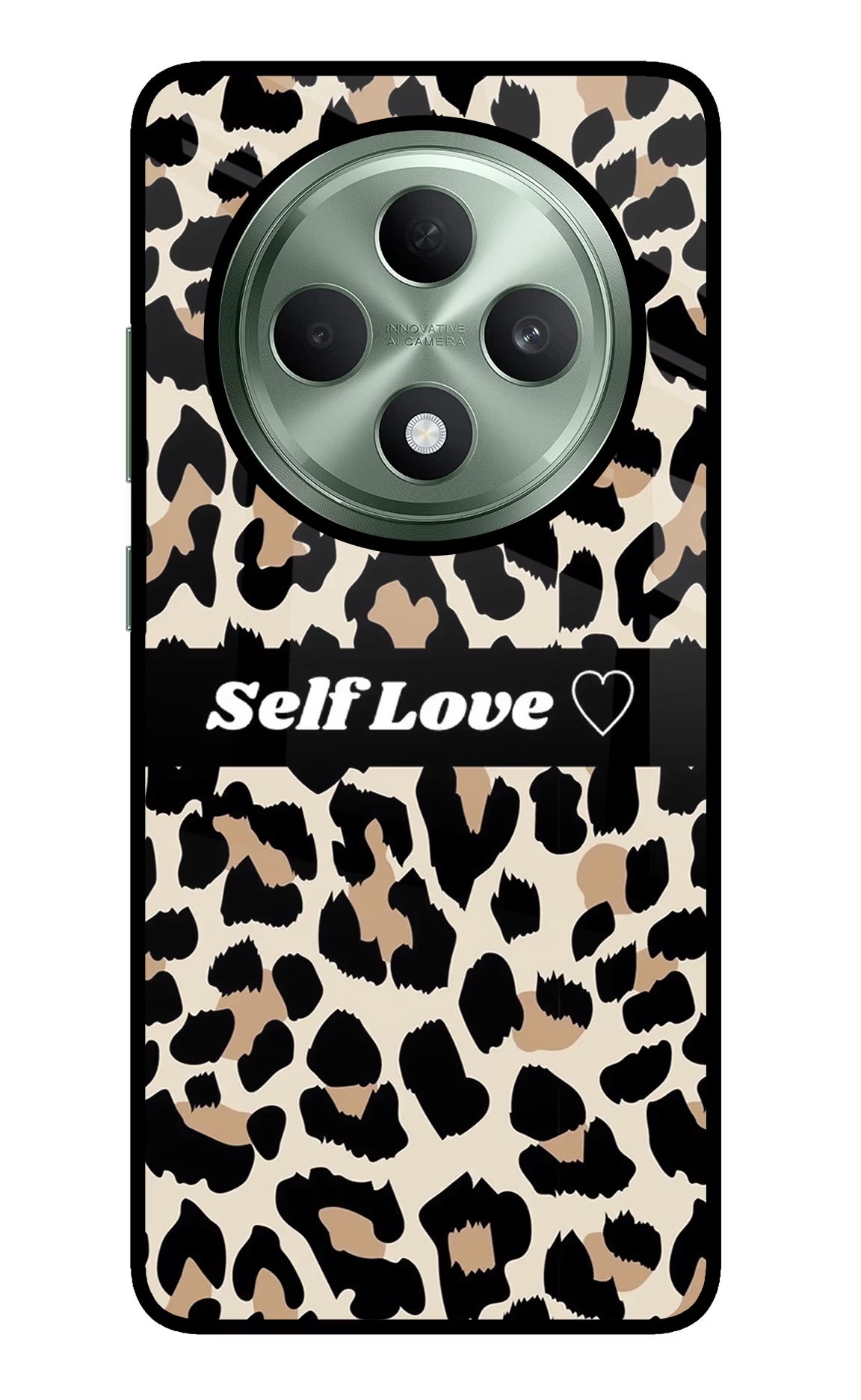 Leopard Print Self Love Oppo F27 5G Glass Case Back Cover by Casekaro