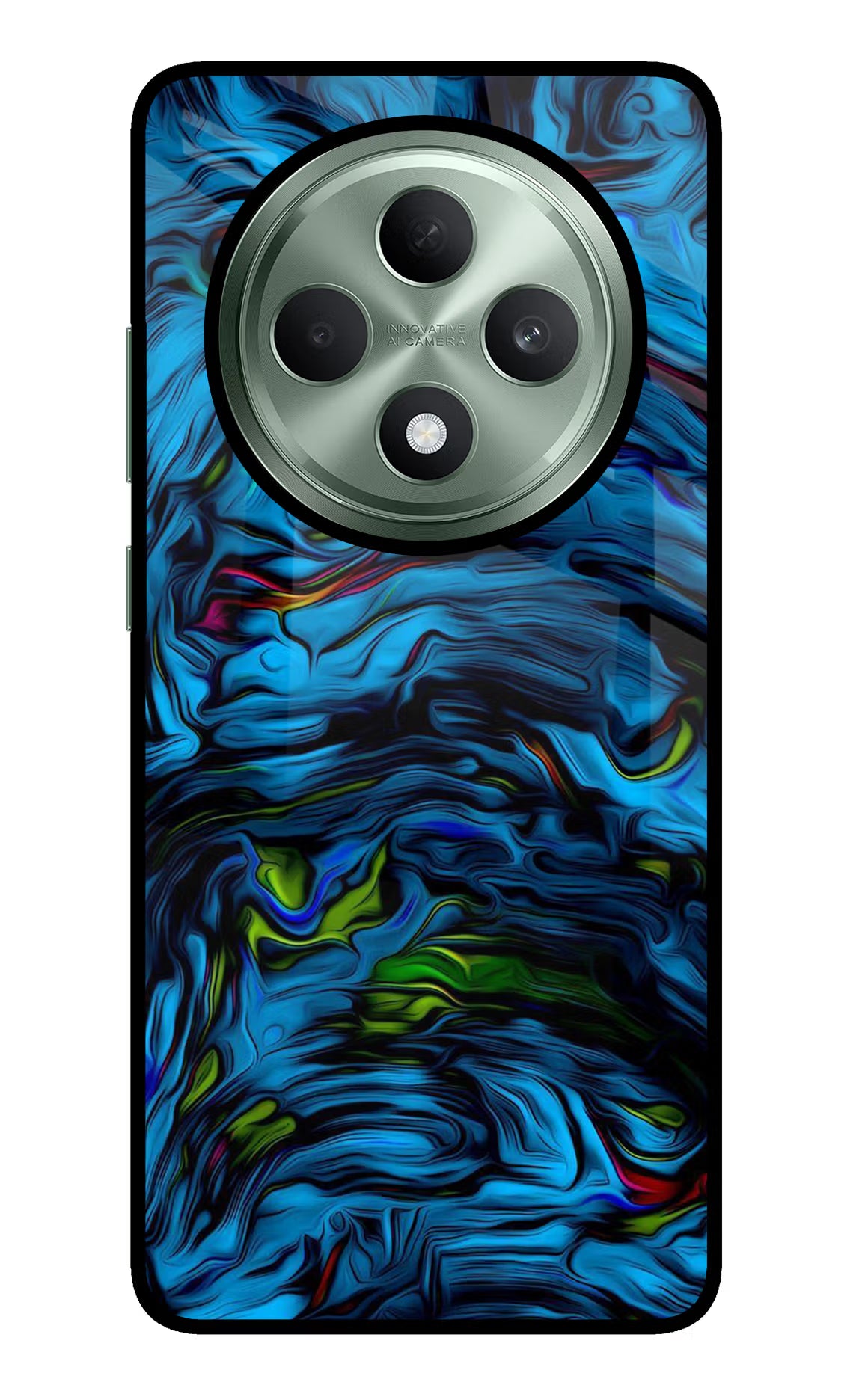 Dark Blue Abstract Oppo F27 5G Glass Case Back Cover by Casekaro