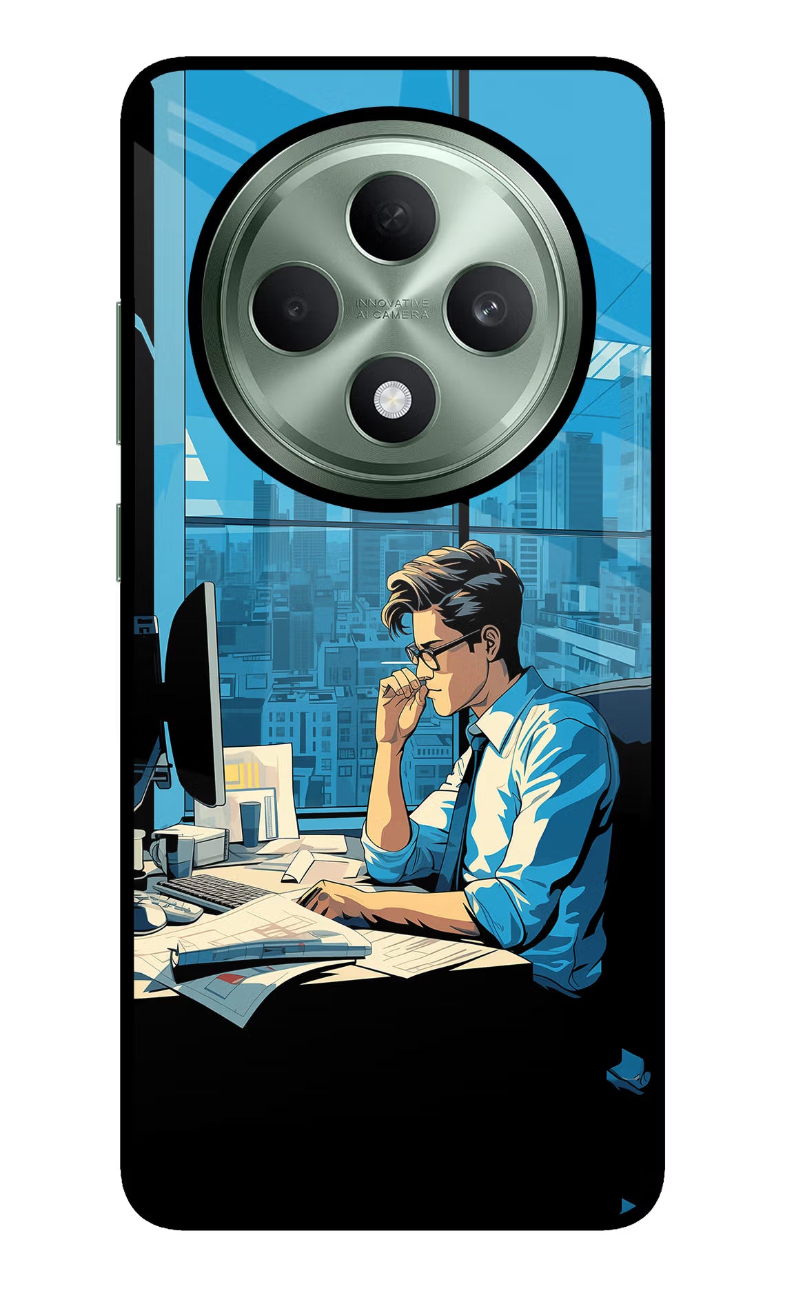 Focused Hustler (AI Generated) Oppo F27 5G Glass Case Back Cover by Casekaro