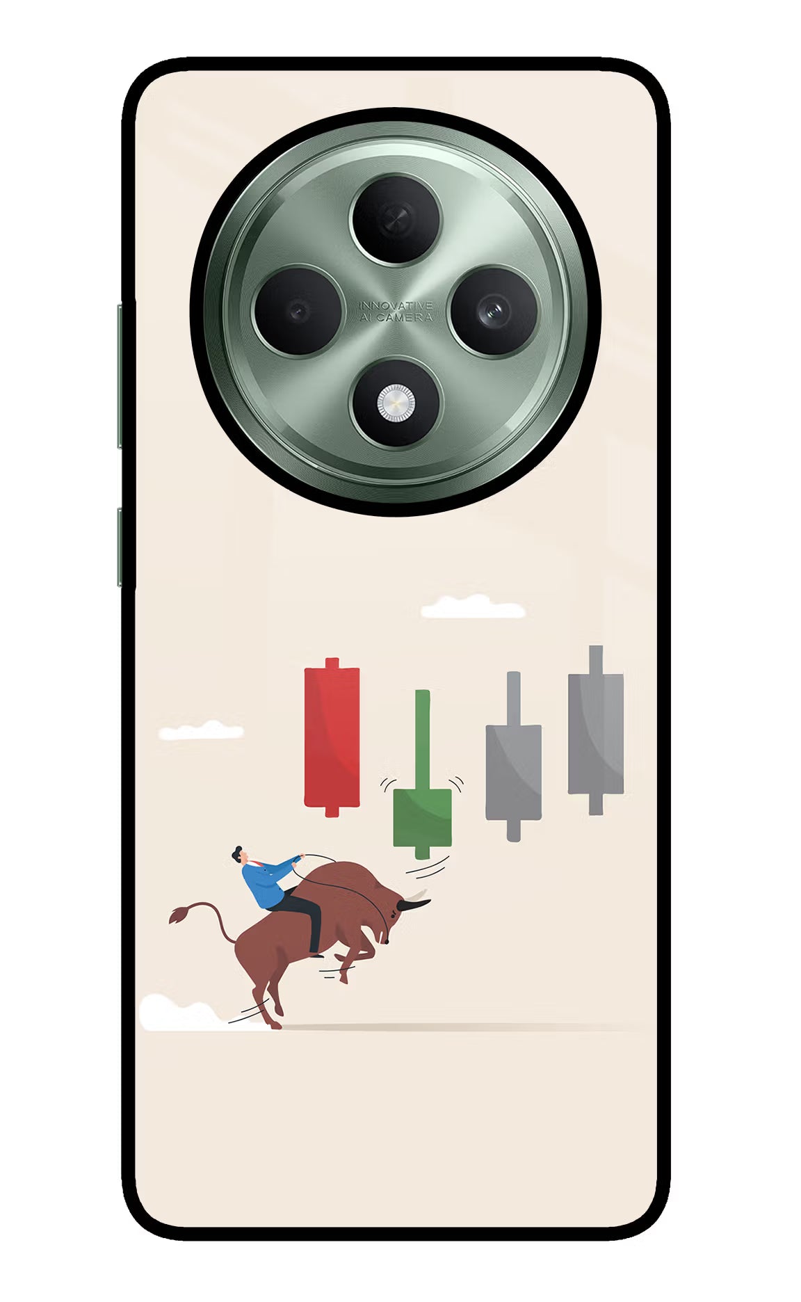 Bull Trading Momentum Oppo F27 5G Glass Case Back Cover by Casekaro