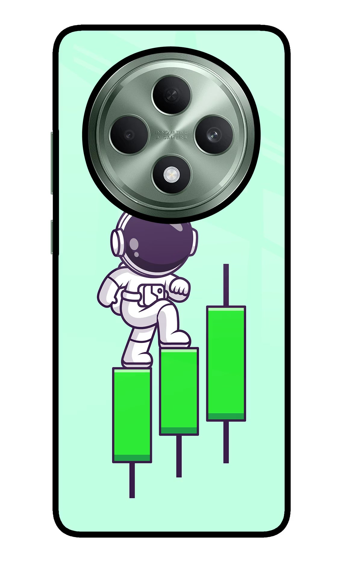 Astronaut Trader Oppo F27 5G Glass Case Back Cover by Casekaro