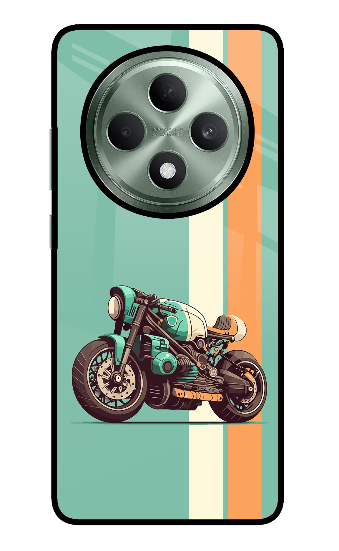 Striped Moto Drift Oppo F27 5G Glass Case Back Cover by Casekaro