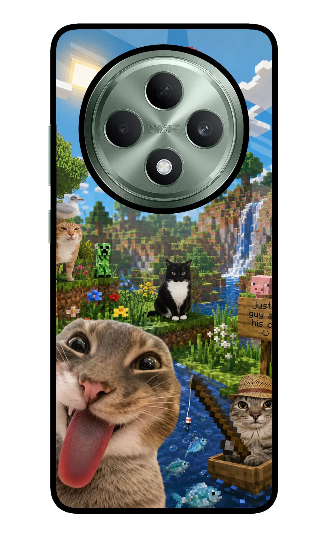 Minecraft Cat Chaos Oppo F27 5G Glass Case
