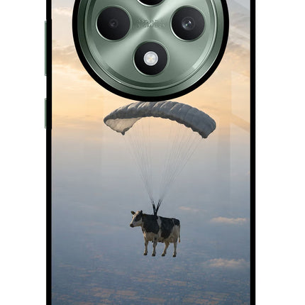 Skydiving Cow Oppo F27 5G Glass Case