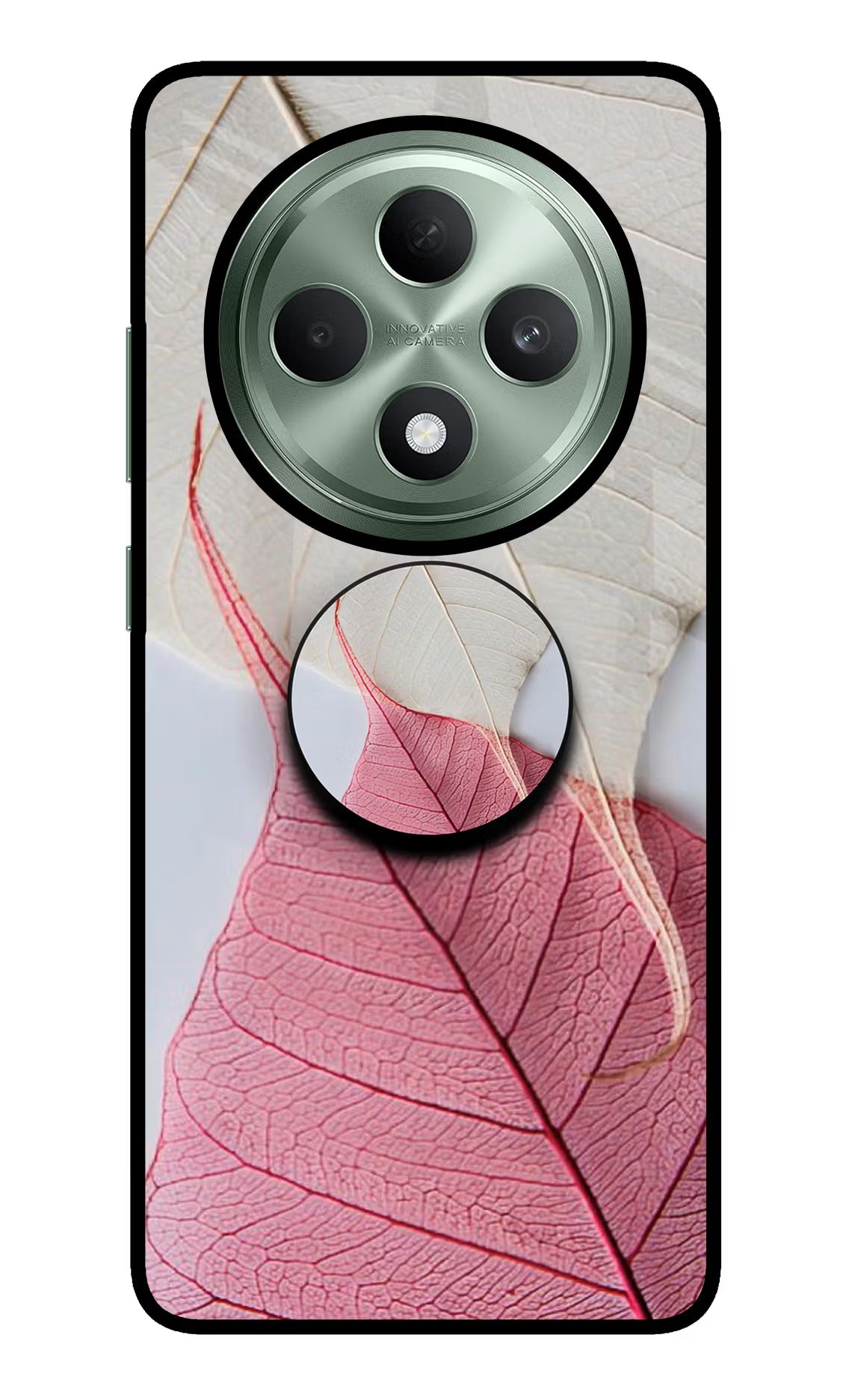 White Pink Leaf Oppo F27 5G Pop Case by Casekaro