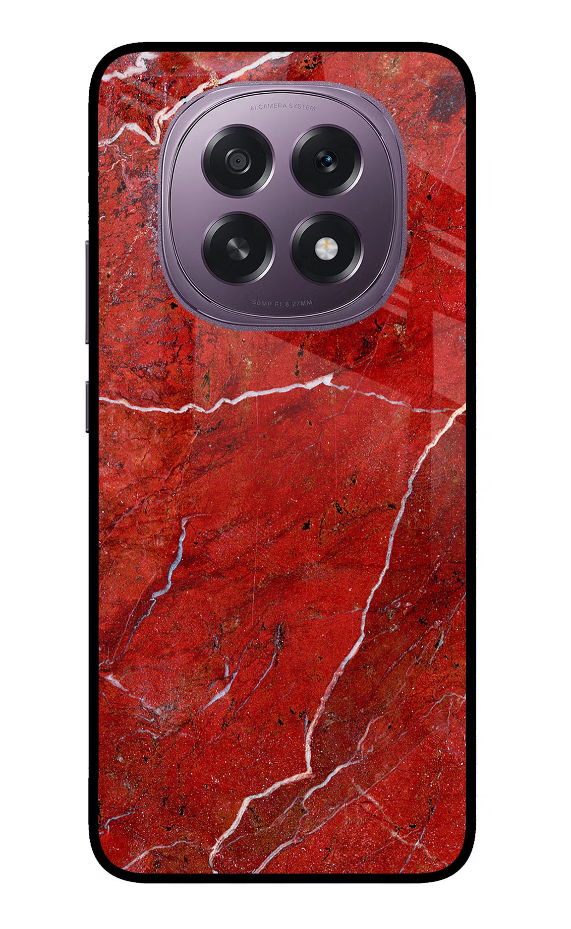 Red Marble Design Oppo F29 5G Glass Case Back Cover by Casekaro