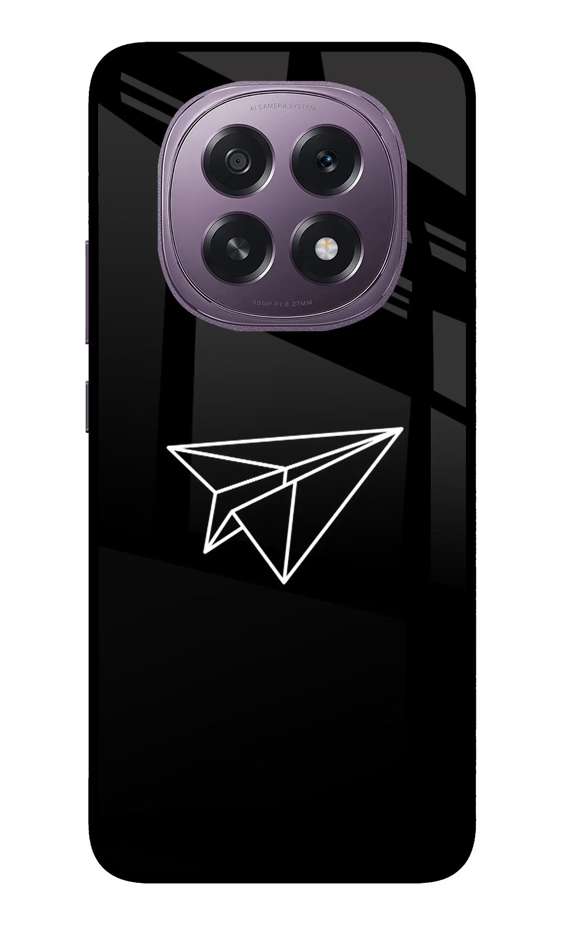 Paper Plane White Oppo F29 5G Glass Case Back Cover by Casekaro