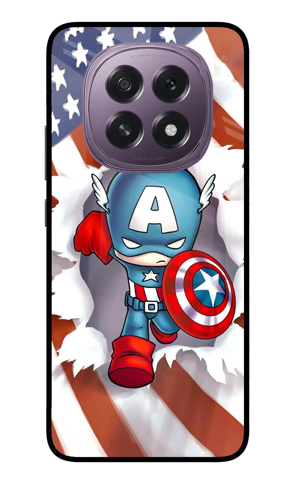 Captain America Oppo F29 5G Glass Case Back Cover by Casekaro
