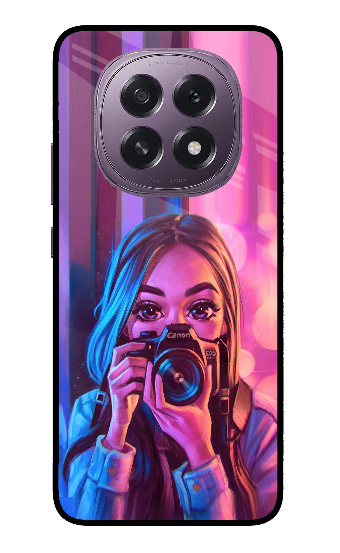 Girl Photographer Oppo F29 5G Glass Case Back Cover by Casekaro