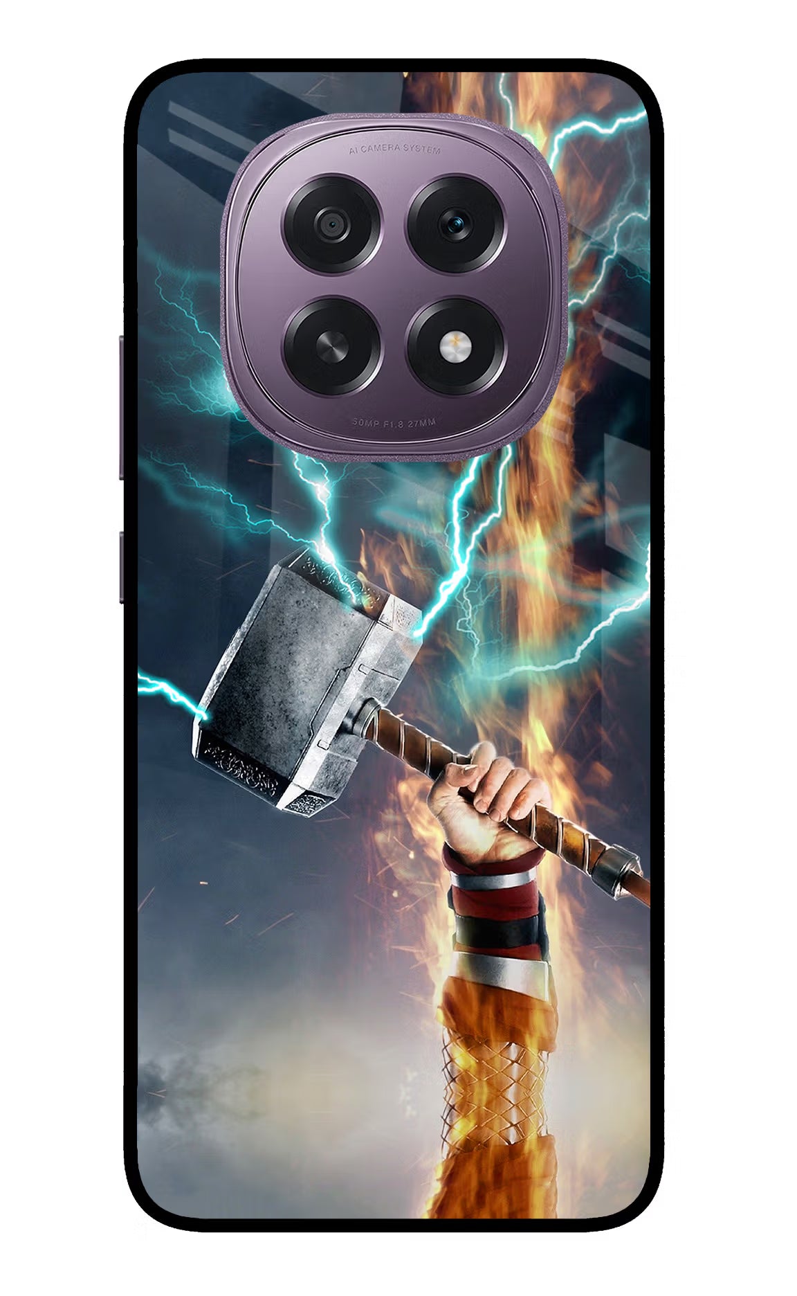 Thor Hammer Mjolnir Oppo F29 5G Glass Case Back Cover by Casekaro
