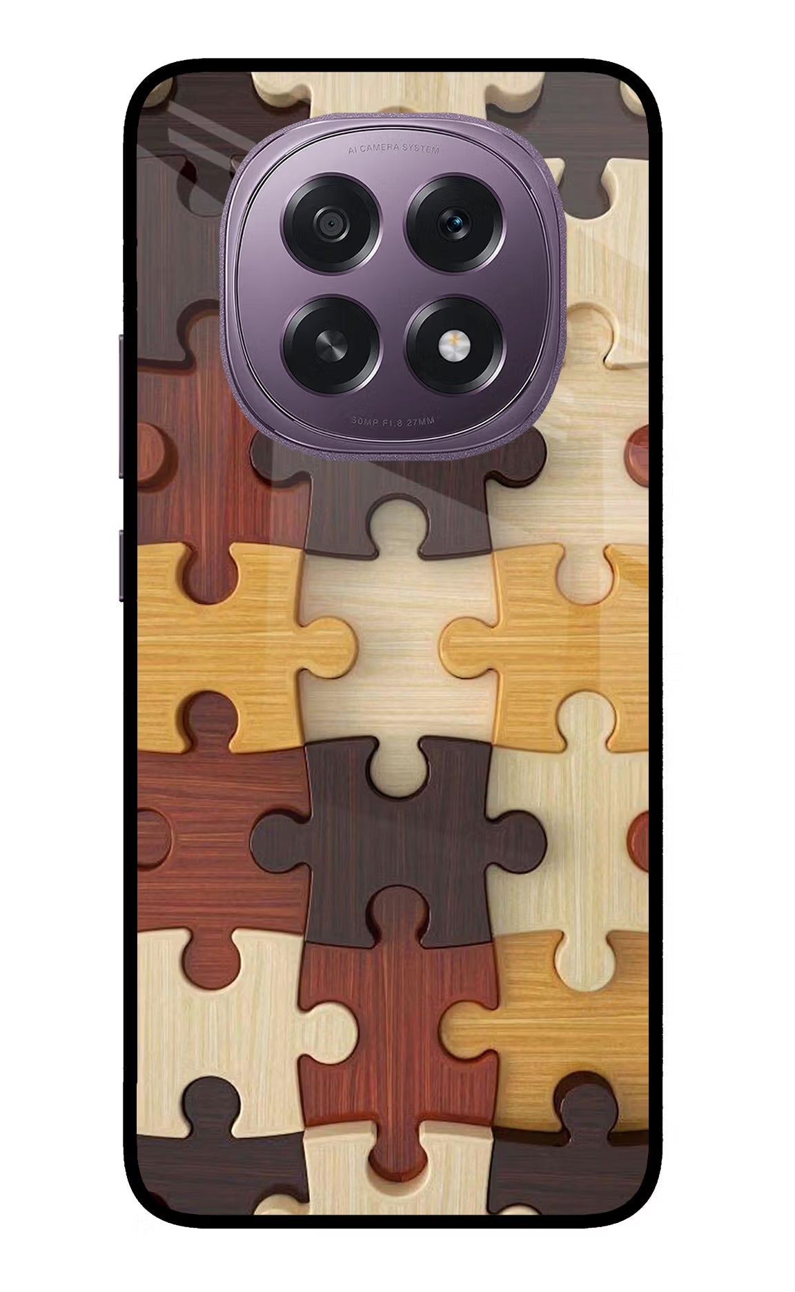 Wooden Puzzle Oppo F29 5G Glass Case Back Cover by Casekaro