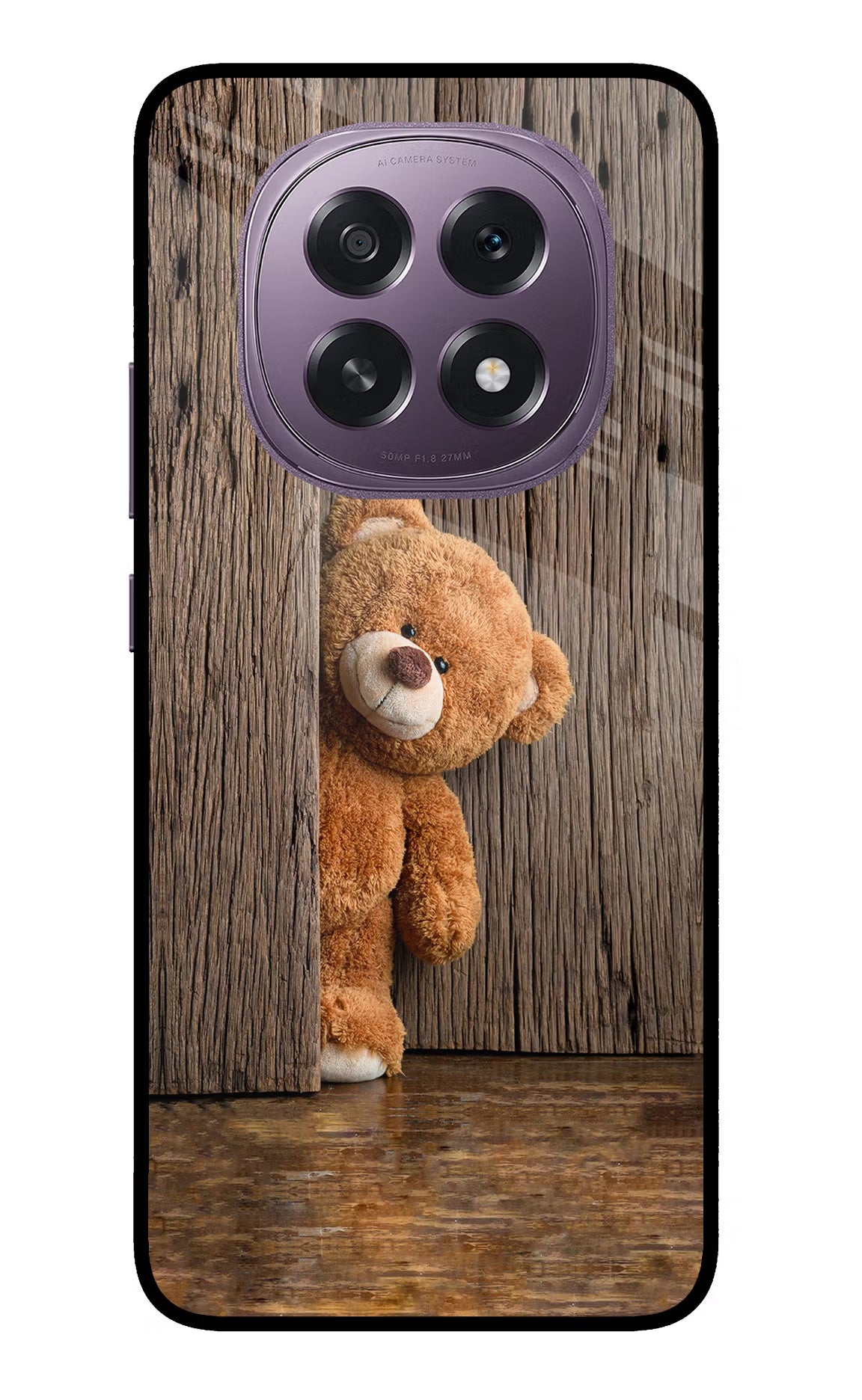 Teddy Wooden Oppo F29 5G Glass Case Back Cover by Casekaro