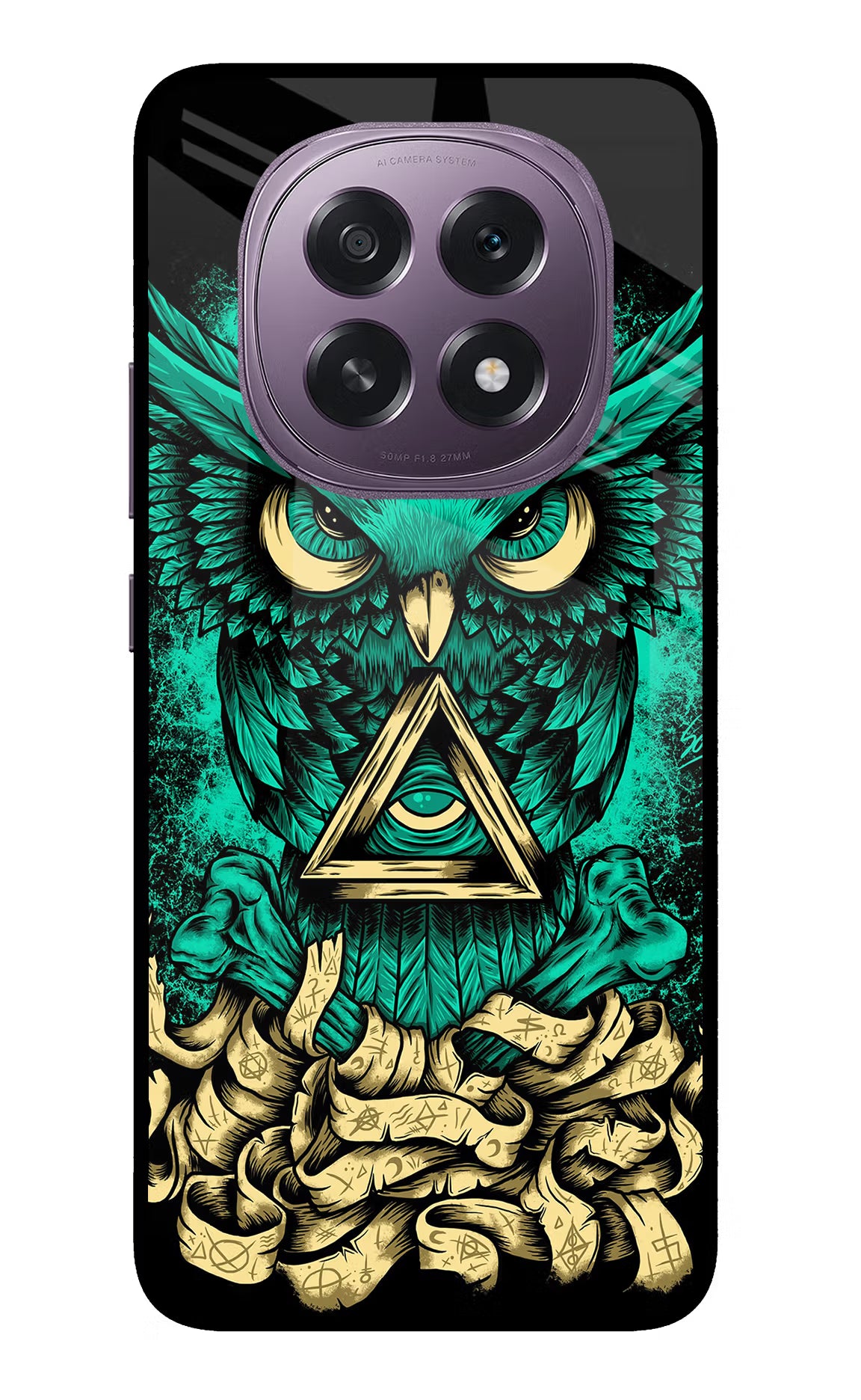 Green Owl Oppo F29 5G Glass Case Back Cover by Casekaro