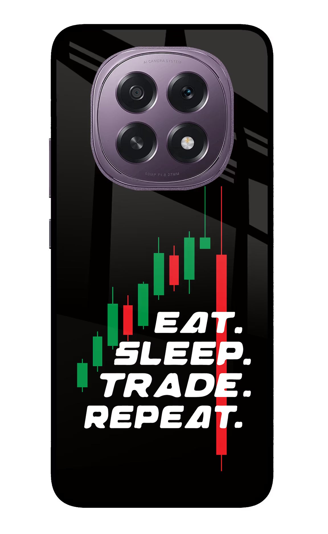 Eat Sleep Trade Repeat Oppo F29 5G Glass Case Back Cover by Casekaro