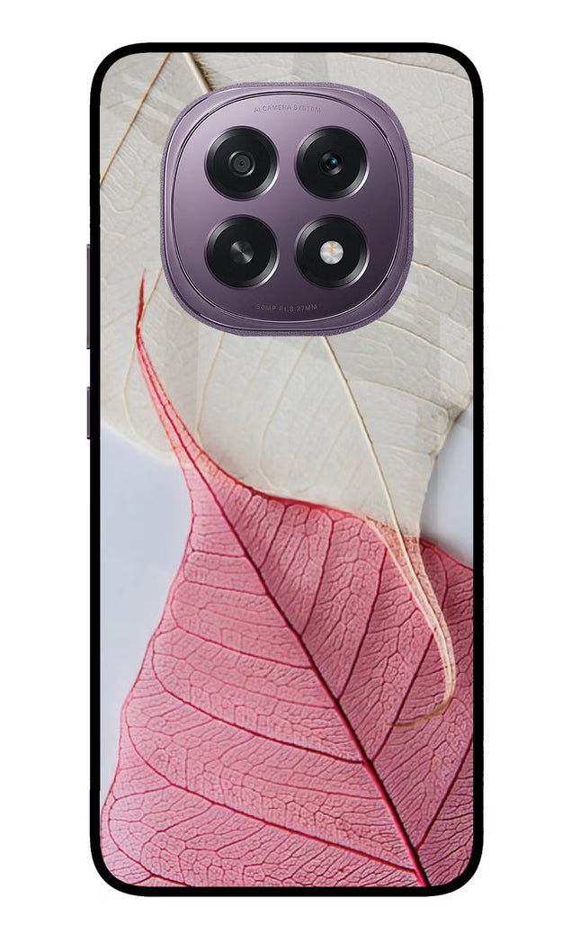 White Pink Leaf Oppo F29 5G Glass Case