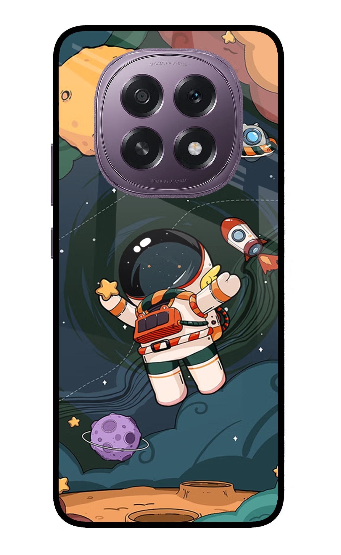 Cartoon Astronaut Oppo F29 5G Glass Case Back Cover by Casekaro