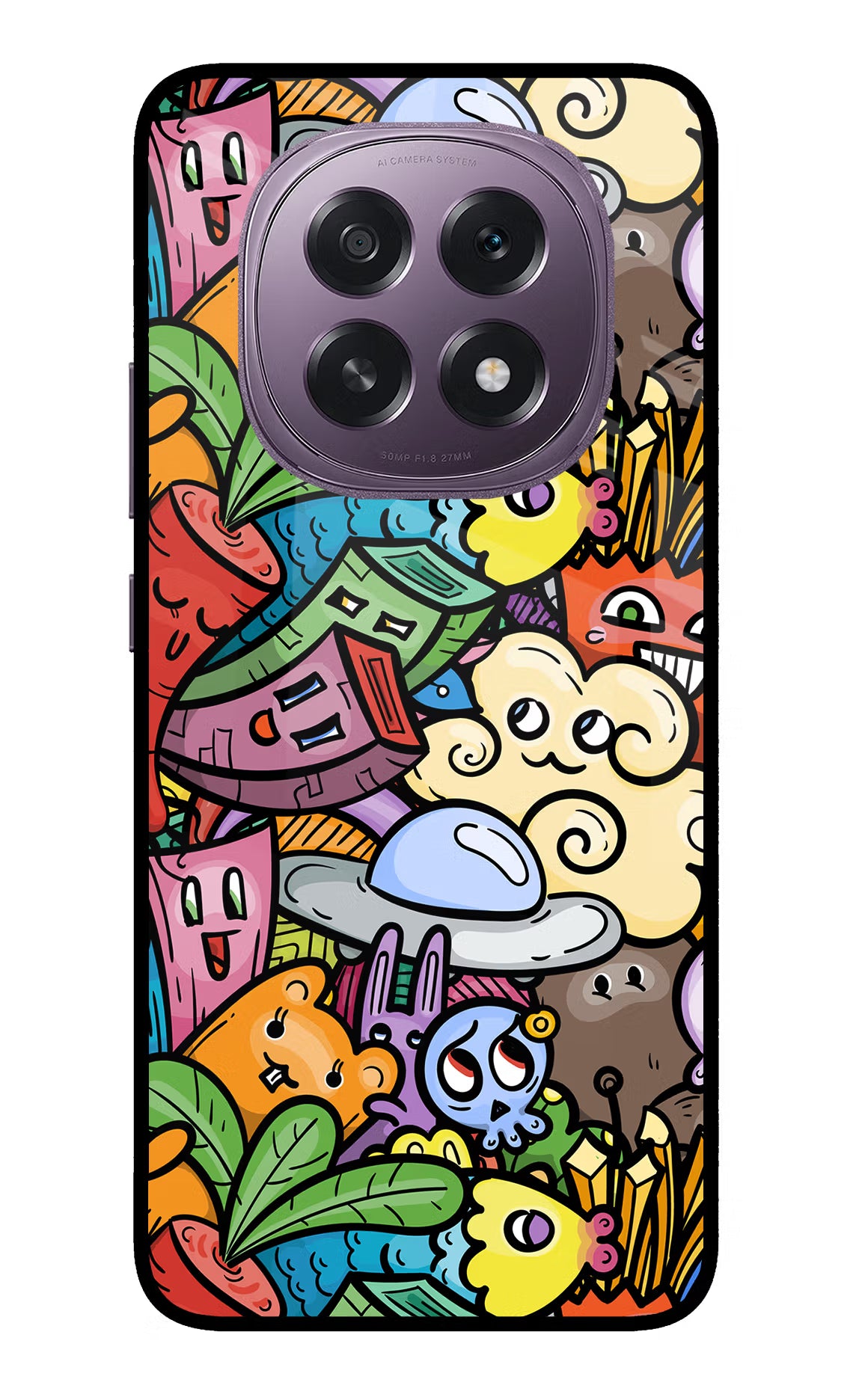 Veggie Doodle Oppo F29 5G Glass Case Back Cover by Casekaro